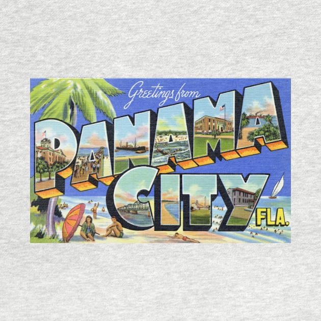 Greetings from Panama City, Florida - Vintage Large Letter Postcard by Naves